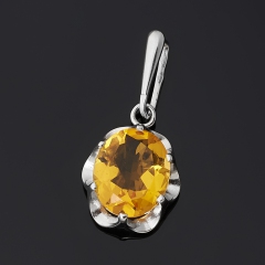 Кулон цитрин Бразилия (серебро 925 пр. родир. бел.) огранка