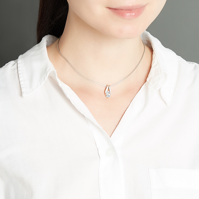 Кулон топаз голубой Бразилия (серебро 925 пр. позолота) огранка