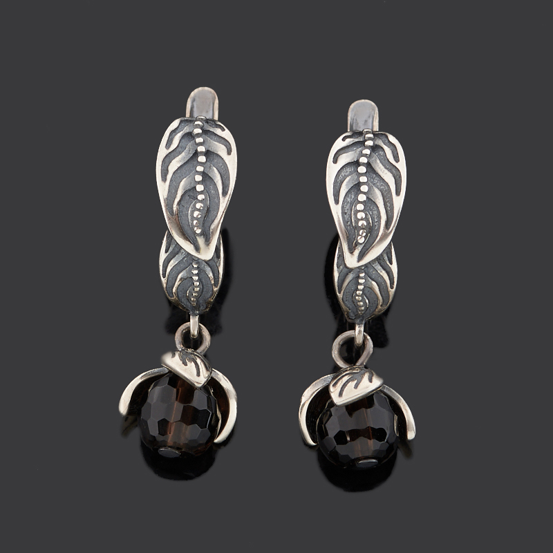 Серьги раухтопаз Бразилия (серебро 925 пр. оксидир.) огранка