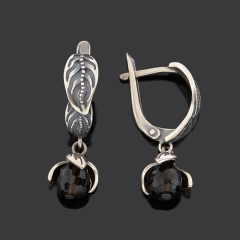 Серьги раухтопаз Бразилия (серебро 925 пр. оксидир.) огранка