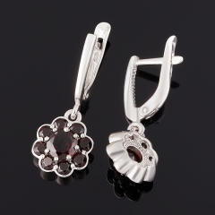 Серьги гранат альмандин Индия (серебро 925 пр. родир. бел.) огранка