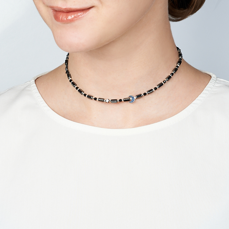 Чокер микс гематит, шпинель (сталь хир.) (колье) 36 см (+7 см)