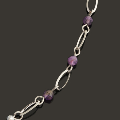 Чокер микс аметист, гематит (сталь хир.) (колье) 37 см (+7 см)