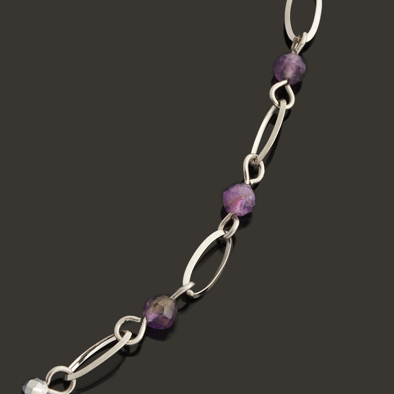 Чокер микс аметист, гематит (сталь хир.) (колье) 37 см (+7 см)