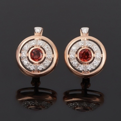 Серьги гранат альмандин Индия огранка (серебро 925 пр. позолота)