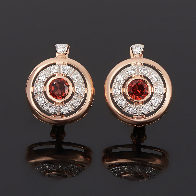 Серьги гранат альмандин Индия огранка (серебро 925 пр. позолота)