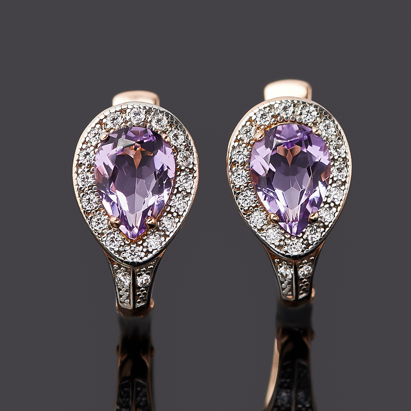 Серьги аметист Бразилия (серебро 925 пр. позолота) огранка