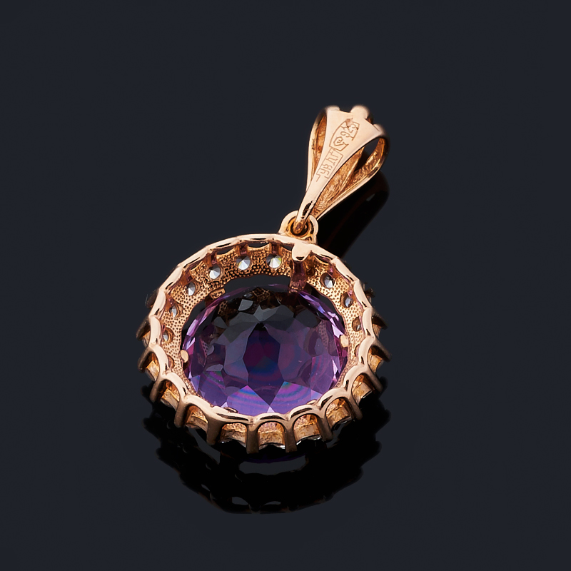 Кулон аметист Бразилия круг огранка (серебро 925 пр. позолота)