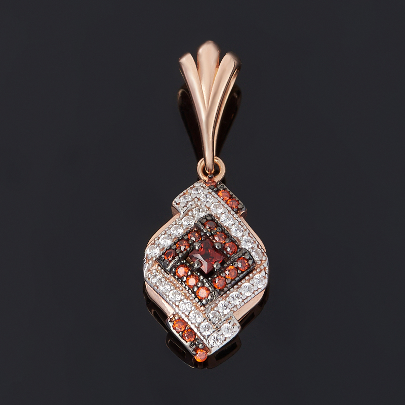 Кулон гранат альмандин Индия (серебро 925 пр. позолота) огранка