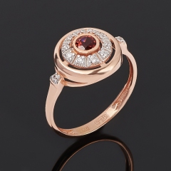 Кольцо гранат альмандин Индия (серебро 925 пр. позолота) огранка размер 17