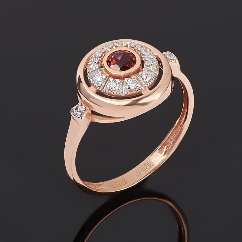 Кольцо гранат альмандин Индия (серебро 925 пр. позолота) огранка размер 17