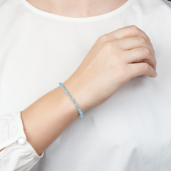 Браслет топаз голубой Бразилия (сталь хир.) огранка 4 мм 17 см (+3 см)