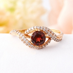 Кольцо гранат Индия (серебро 925 пр. позолота) огранка размер 18