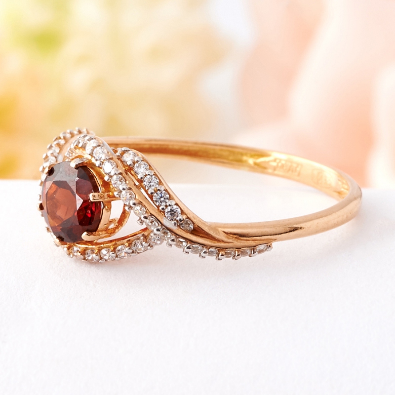 Кольцо гранат Индия (серебро 925 пр. позолота) огранка размер 18