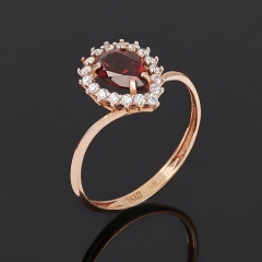 Кольцо гранат Индия огранка (серебро 925 пр. позолота) размер 17