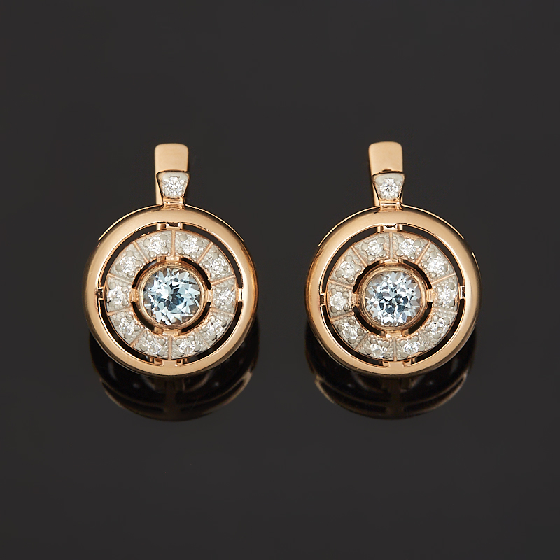 Серьги топаз голубой Бразилия огранка (серебро 925 пр. позолота)