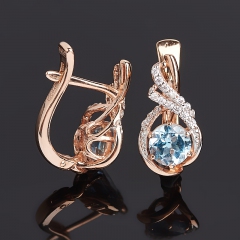 Серьги топаз голубой Бразилия огранка (серебро 925 пр. позолота)