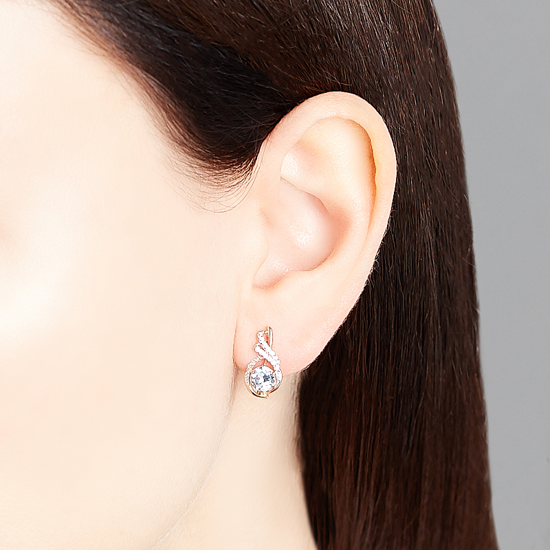 Серьги топаз голубой Бразилия огранка (серебро 925 пр. позолота)