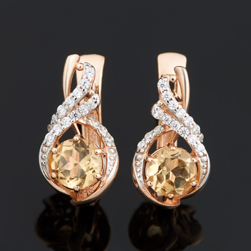 Серьги цитрин Бразилия (серебро 925 пр. позолота) огранка