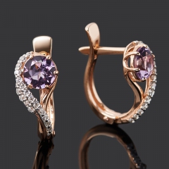 Серьги аметист Бразилия (серебро 925 пр. позолота) огранка