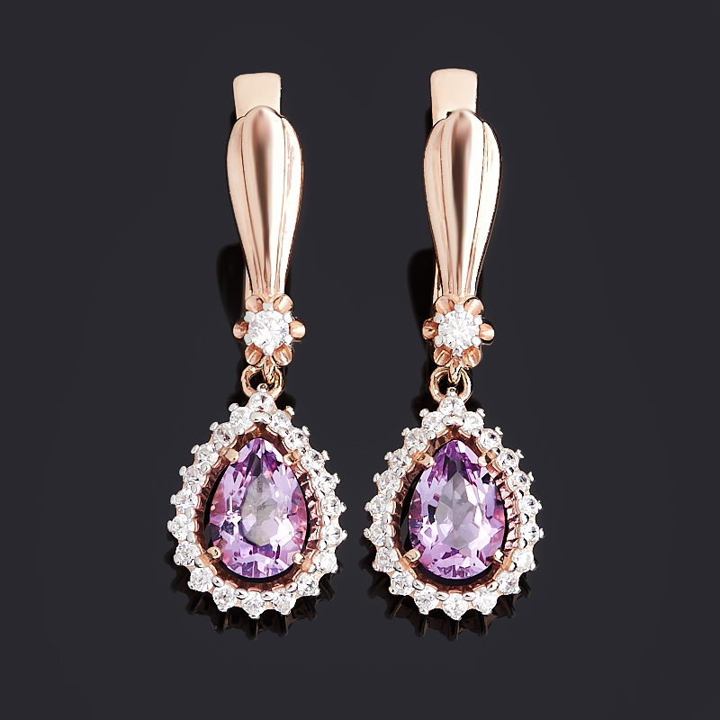 Серьги аметист Бразилия (серебро 925 пр. позолота) огранка