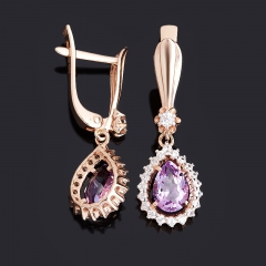 Серьги аметист Бразилия (серебро 925 пр. позолота) огранка