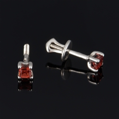 Серьги гранат альмандин Индия (серебро 925 пр. родир. бел.) пуссеты огранка