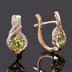 Серьги хризолит США (серебро 925 пр. позолота) огранка