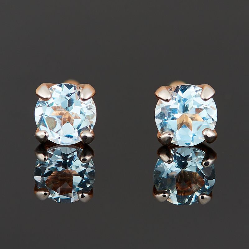 Серьги топаз Бразилия (серебро 925 пр. позолота) пуссеты огранка