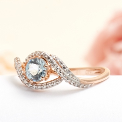 Кольцо топаз голубой Бразилия огранка (серебро 925 пр. позолота) размер 17,5