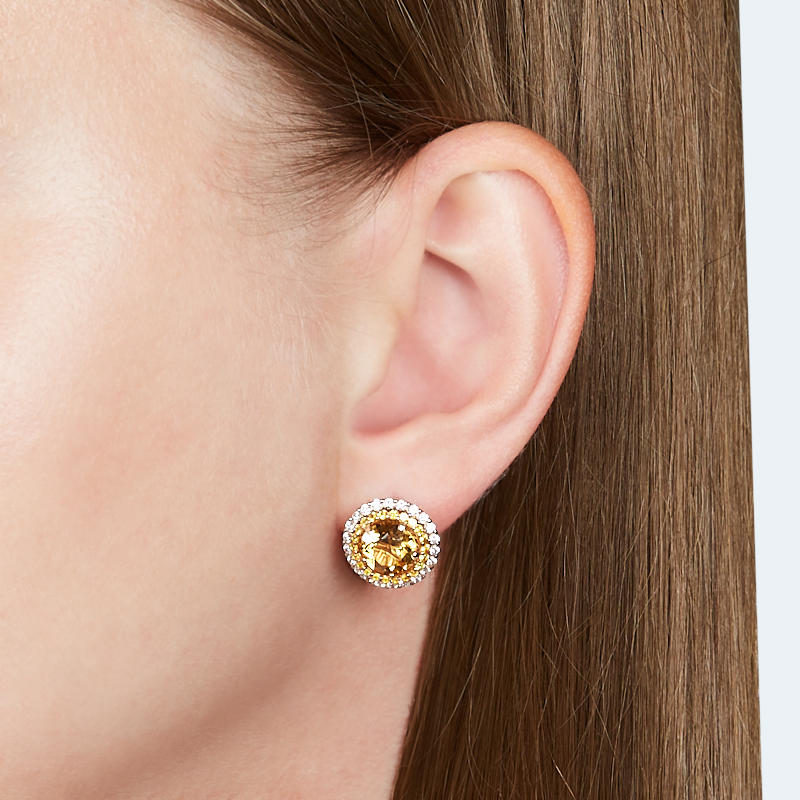 Серьги цитрин Бразилия (серебро 925 пр. позолота) огранка