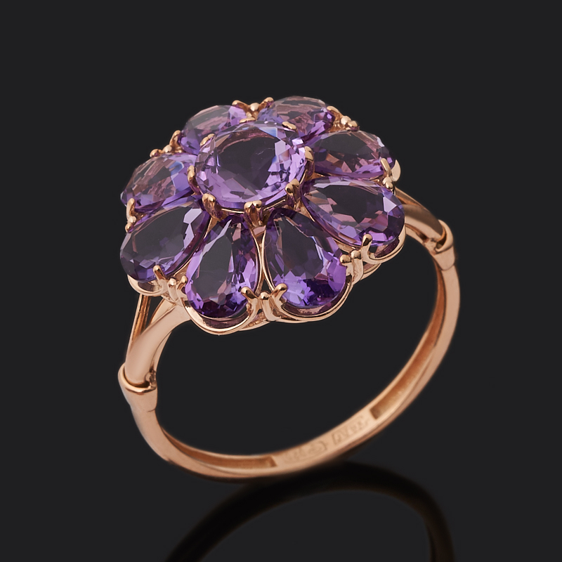 Кольцо аметист Бразилия (серебро 925 пр. позолота) огранка размер 18