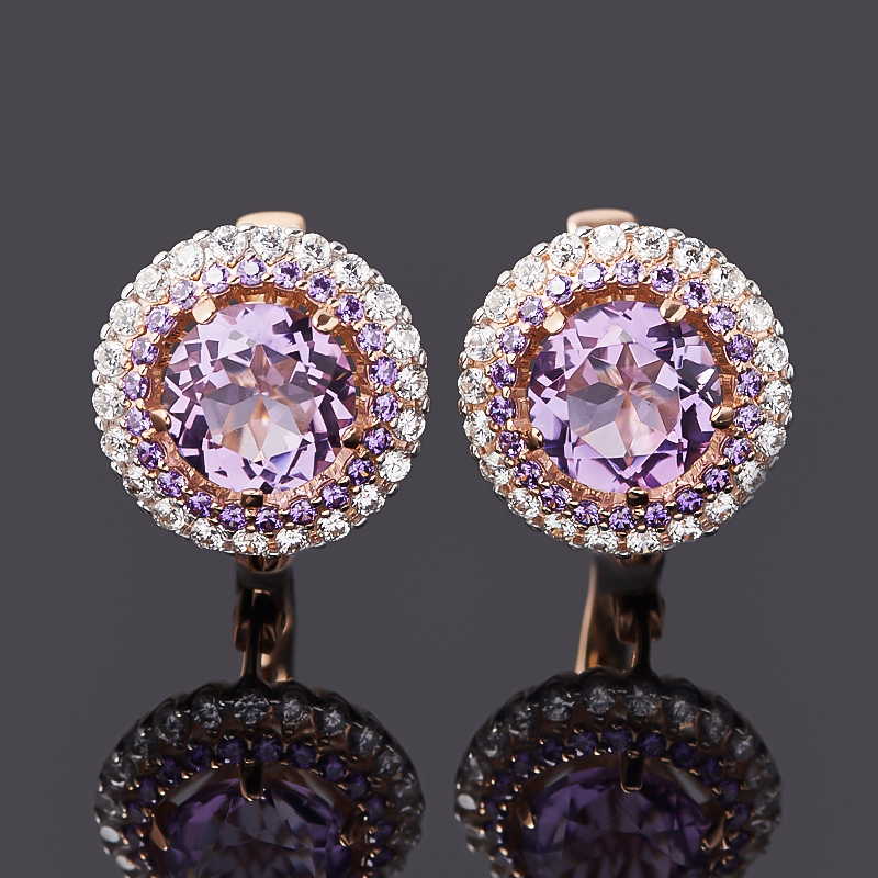 Серьги аметист Бразилия (серебро 925 пр. позолота) огранка