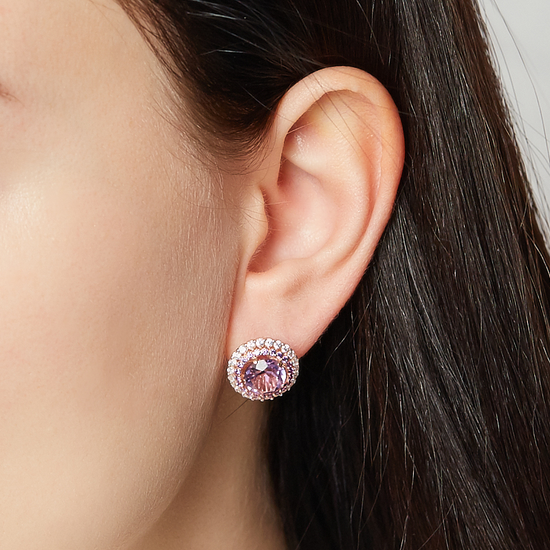 Серьги аметист Бразилия (серебро 925 пр. позолота) огранка