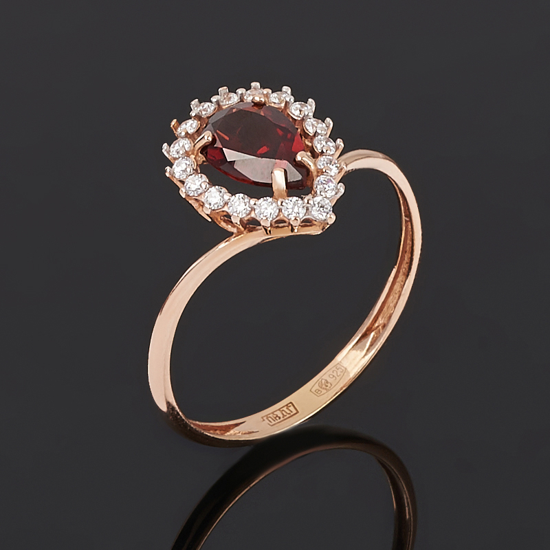 Кольцо гранат Индия (серебро 925 пр. позолота) огранка размер 17,5