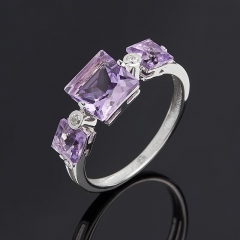 Кольцо аметист Бразилия (серебро 925 пр. родир. бел.) огранка размер 17