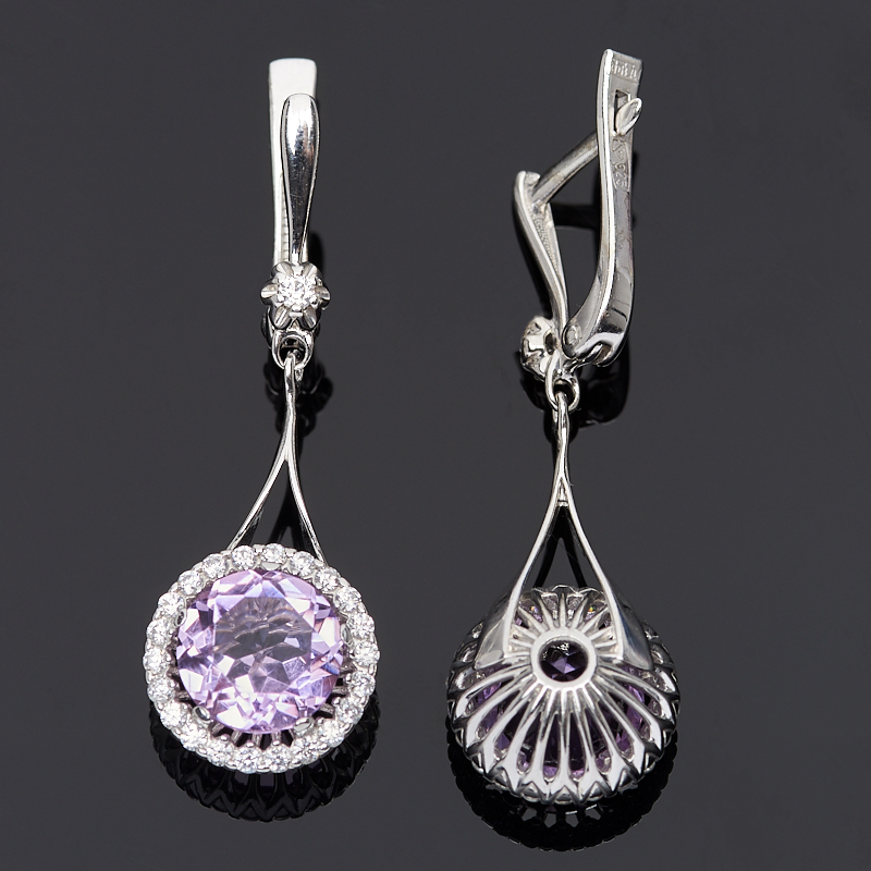 Серьги аметист Бразилия (серебро 925 пр. родир. бел.) огранка