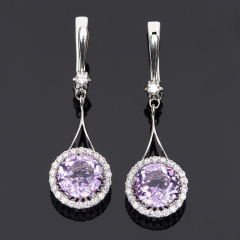 Серьги аметист Бразилия (серебро 925 пр. родир. бел.) огранка