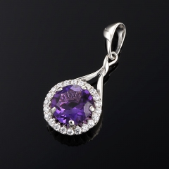 Кулон аметист Бразилия (серебро 925 пр. родир. бел.) огранка
