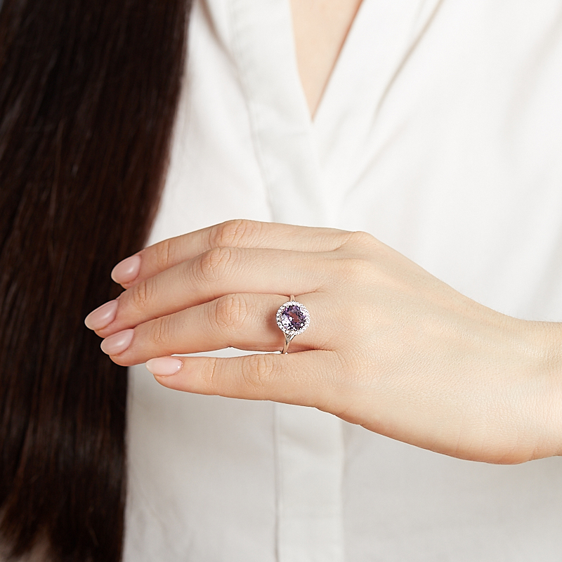 Кольцо аметист Бразилия (серебро 925 пр. родир. бел.) огранка размер 17,5