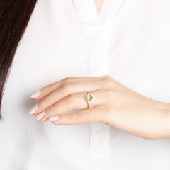 Кольцо хризолит США (серебро 925 пр. позолота) огранка размер 17