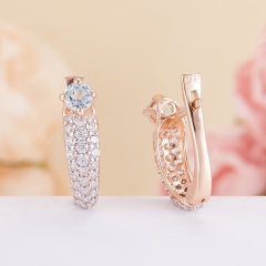 Серьги топаз голубой Бразилия (серебро 925 пр. позолота) огранка