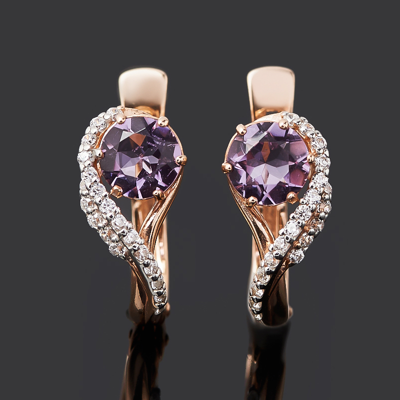 Серьги аметист Бразилия (серебро 925 пр. позолота) огранка