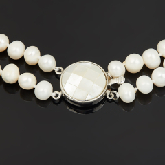 Бусы жемчуг белый Гонконг (биж. сплав) 45 см