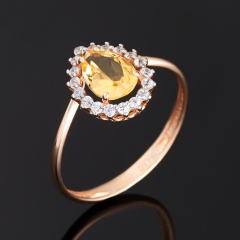 Кольцо цитрин Бразилия (серебро 925 пр. позолота) огранка размер 17,5