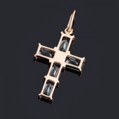 Кулон топаз голубой Бразилия (серебро 925 пр. позолота) крест огранка