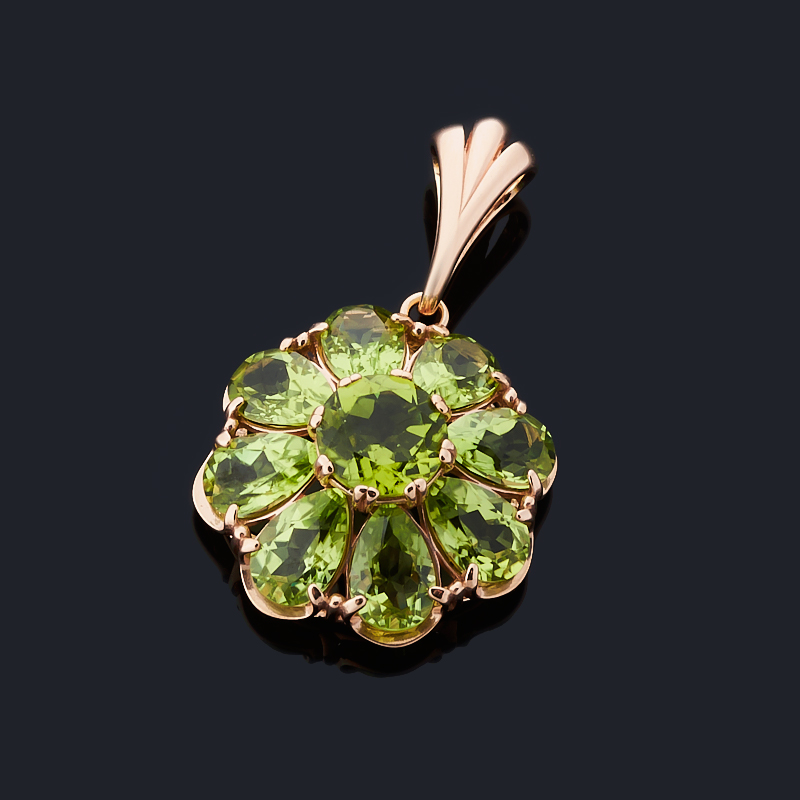 Кулон хризолит США огранка (серебро 925 пр. позолота)