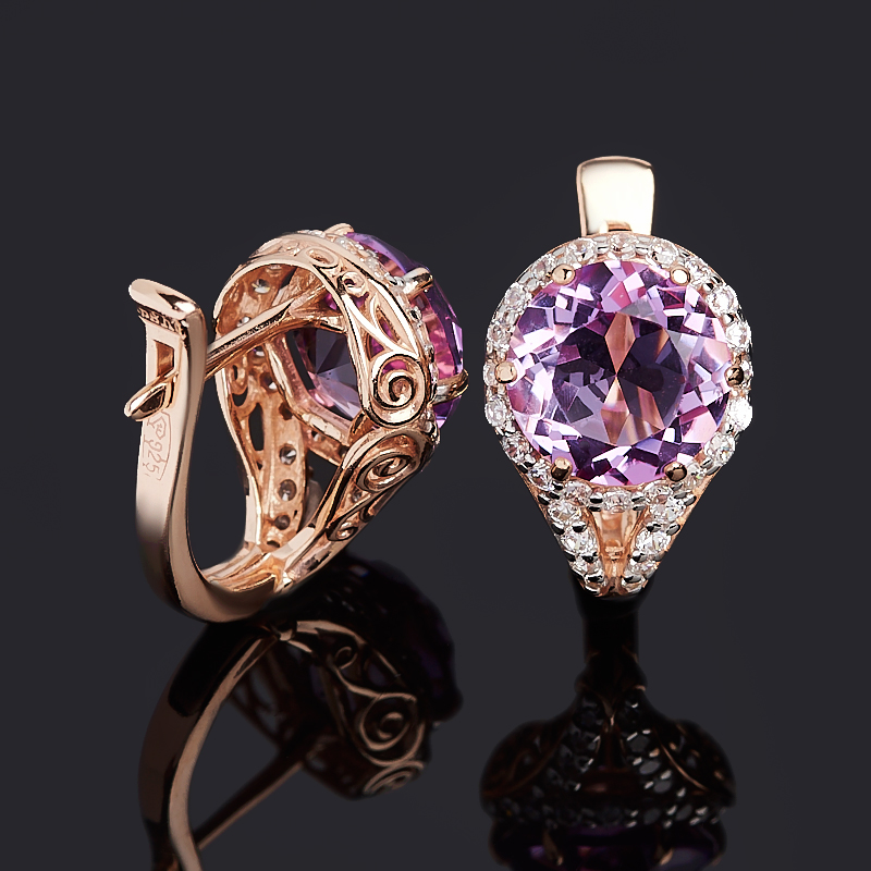 Серьги аметист Бразилия (серебро 925 пр. позолота)