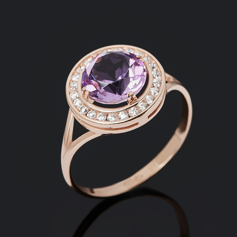 Кольцо аметист Бразилия (серебро 925 пр. позолота) огранка размер 17,5