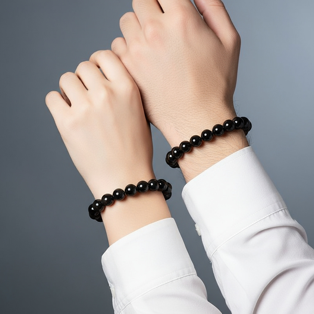 Браслет обсидиан радужный Мексика 12 мм 20 см